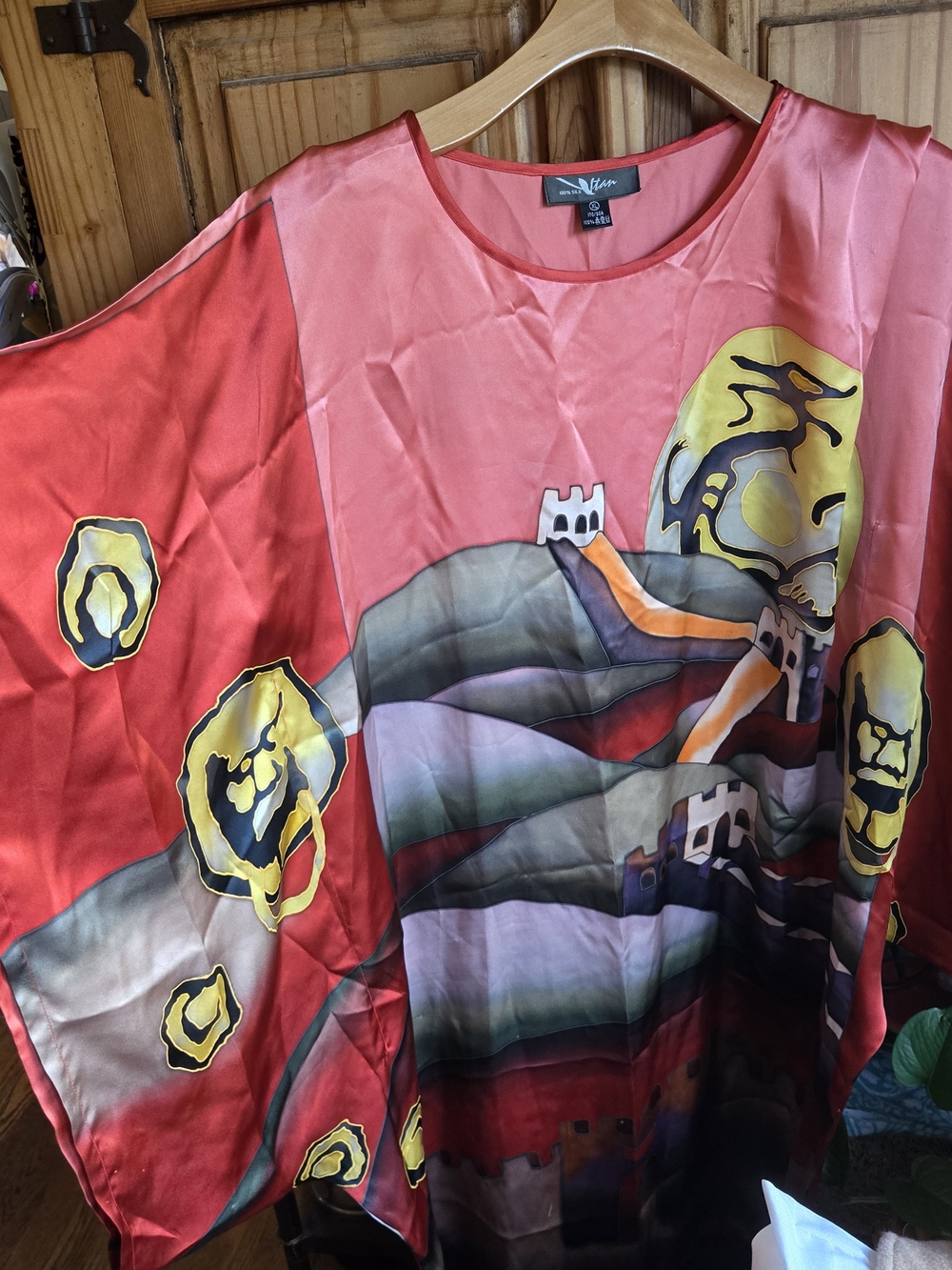 Silk Caftan In Graphic Print
